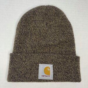 Carhartt A18 Beanie Acrylic Watch Hat Brown Knit Cuffed Cap Patch Logo One Size